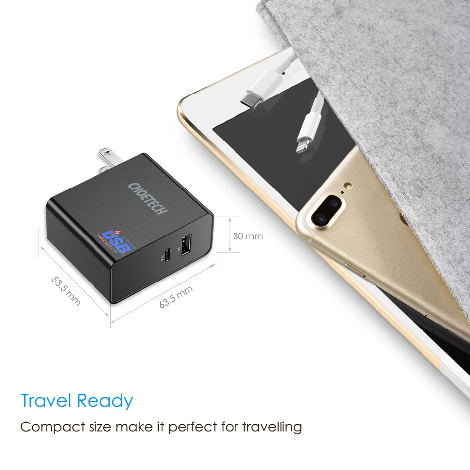 CHOETECH usb type C настенное зарядное устройство с мощностью доставки 32 Вт двухпортовое