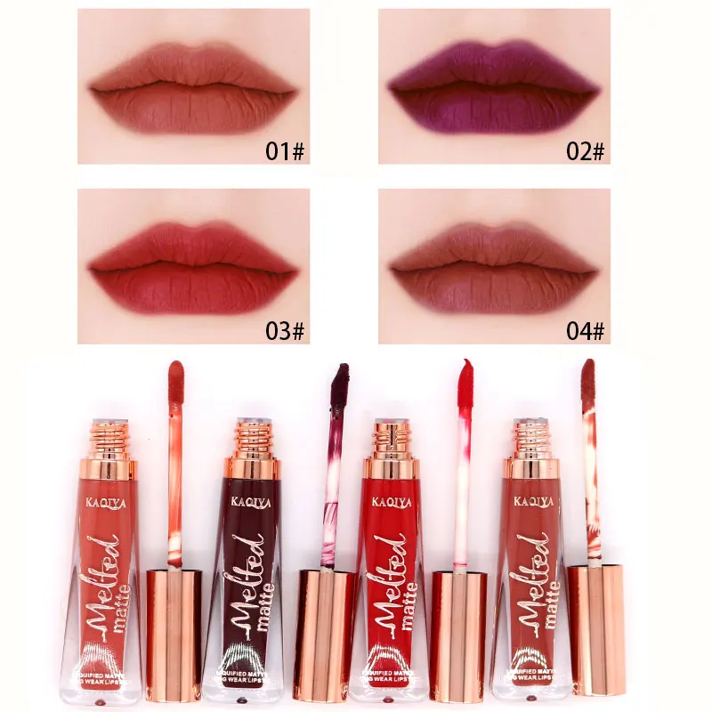 KAQIYA 8 Colors Beauty Makeup Lipgloss Waterproof Long Lasting Matt Lip Gloss Sexy Velvet Pigment Matte Liquid Lipstick Make Up