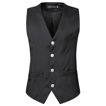 

New foreign trade new men's suit silver buckle vest casual vest business formal suit vest