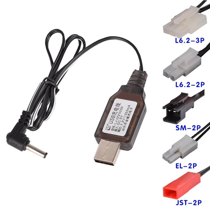 

7.2V Charger Ni-Cd/Ni-Mh protected IC RC toys car ship Robot Spare Battery Charger Parts EL-2P/JST-2P/L6.2-2P/DC3.5/SM-2P