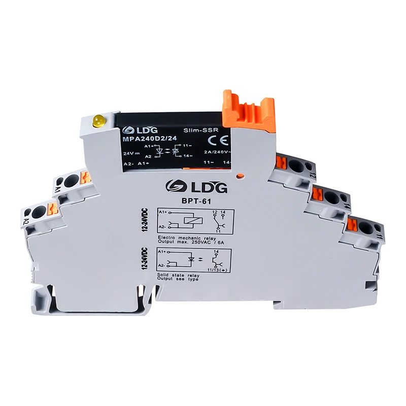 

MPC250D6Z24BPT Plug-in Spring Connected Industrial Relay 24V Input 250VAC 30VDC 6A Output Ultra-thin Voltage Relay Module