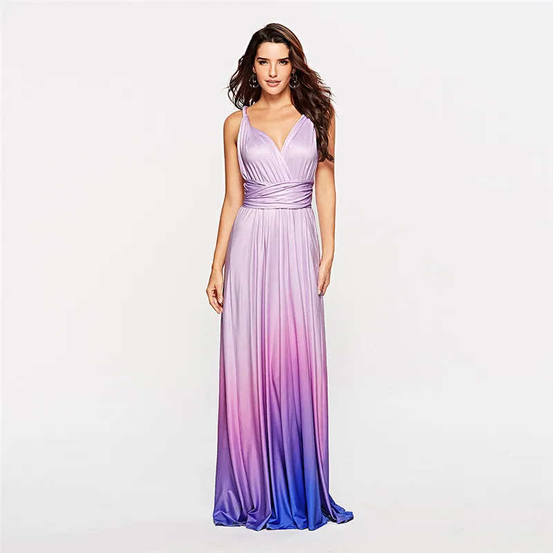 

Women Infinity Dress Spaghetti Sexy Backless Chic Gradient Maxi Dresses Female Robe Summer Nightclub Party Vestidos