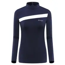 Одежда для гольфа, женская футболка с длинными рукавами из плотного флиса, Женская осенне-зимняя одежда с воротником-стойкой, теплая одежда для гольфа