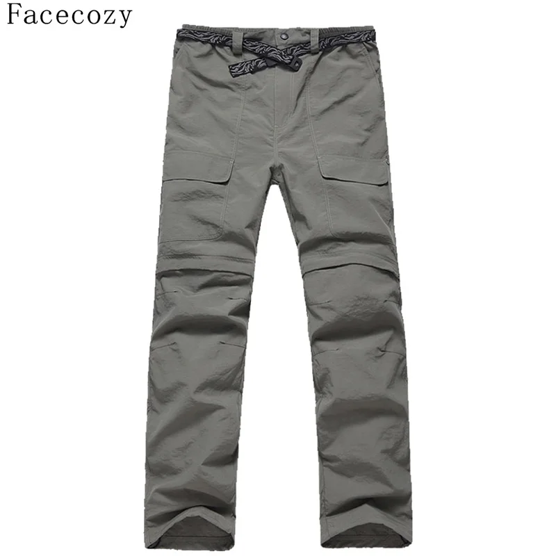 Facecozy nuevo verano hombres de secado rápido senderismo Trekking Pantalones Hombre extraíble Camping pantalones al aire libre Ultra-delgada de pesca Pantalones