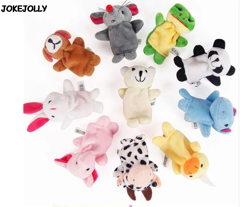 Baby Plush Toy Finger Puppets Tell Story Props Animals or Family Doll Kids Toys Children Gift 10pcs or 6pcs