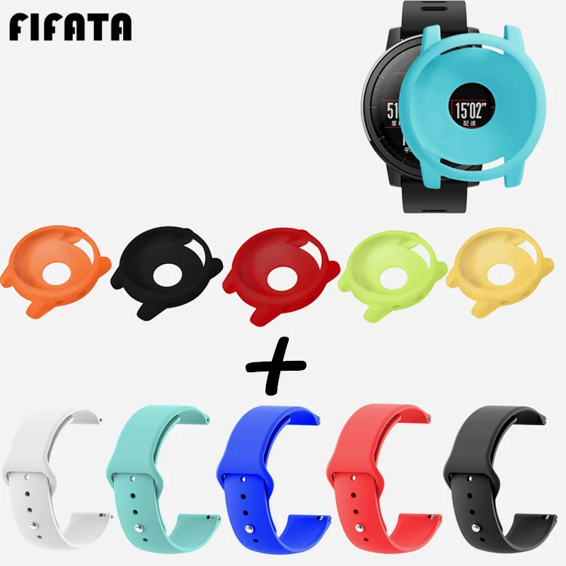 

FIFATA For Xiaomi Huami Amazfit Stratos 2 Silicone Watch Band Protective Shell Cover Case Replacement Strap Bracelet Accessories