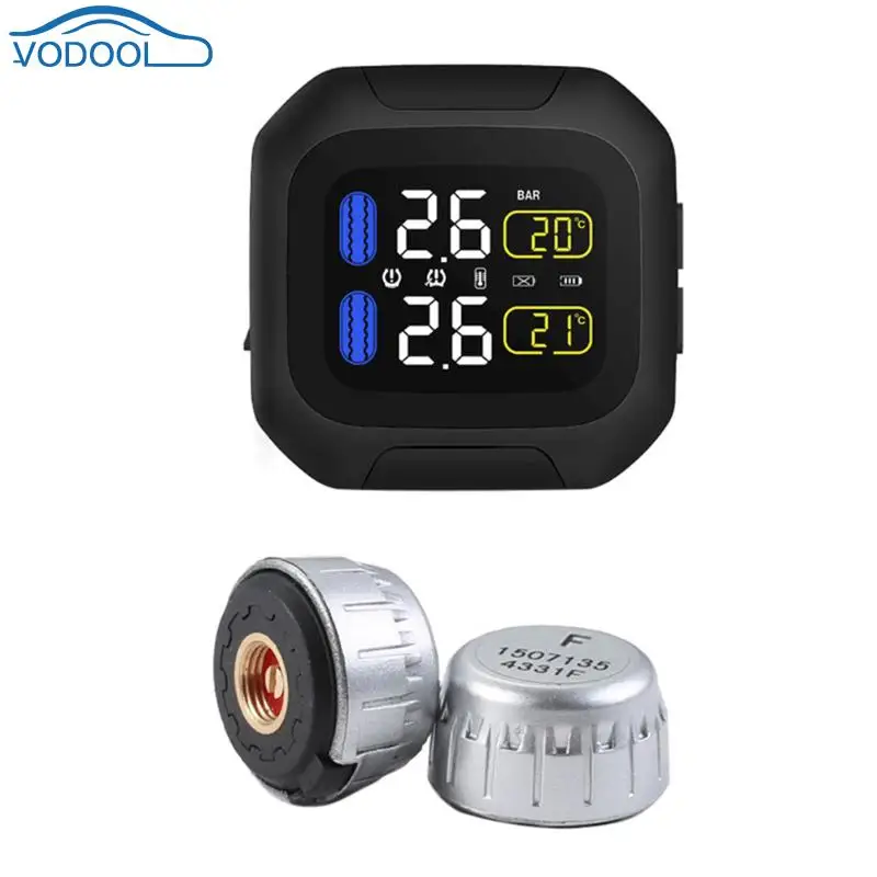 

Motorcycle Tire Pressure Monitoring System 2 Sensor Real Time Real Time Monitor Kit Automobile Voiture TPMS Alarm System