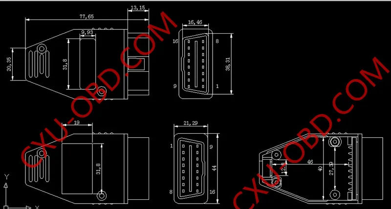 OBD2 EOBD(система бортовой диагностики, версия 2 16 штырьковый разъем J1962 20 шт./лот OBD с разъемом «папа» OBD2 16Pin прозрачный/синий/черный