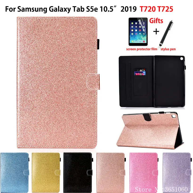 Блестящий чехол для samsung galaxy tab S5e 10,5 T720 SM-T720 SM-T725, умный чехол, чехол-подставка для планшета, Чехол+ пленка+ ручка