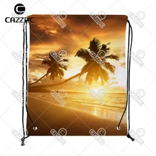 Летний Стиль Закат на пляже Карибского моря индивидуальный принт нейлон ткань шнурок рюкзак Подарочный пакет из 4