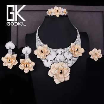 

GODKI Luxury BIG Cannibal flower Cubic Zirconia Nigerian Jewelry sets For Women wedding African Jewelry sets parure bijoux femme