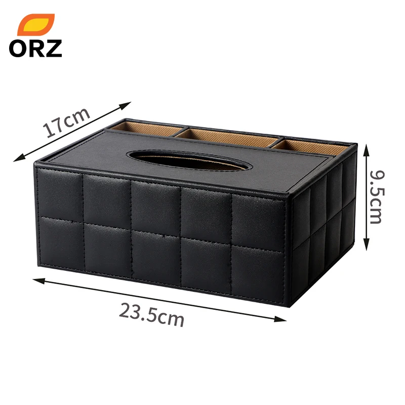 Multifunctional PU Leather Tissue Holder Desktop Storage Organizer Box Hotel Car