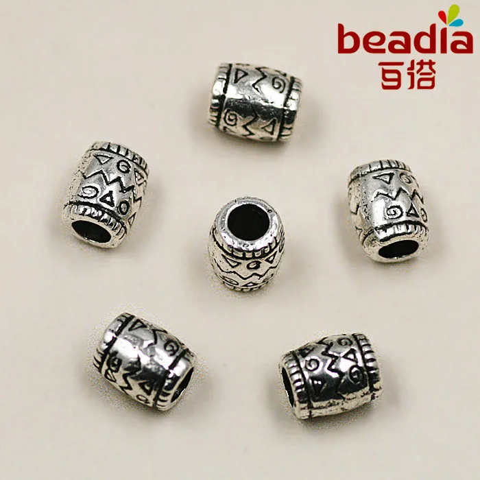 2.4mm 10mm hole 5 silver plated flower pattern large hole acrylic beads