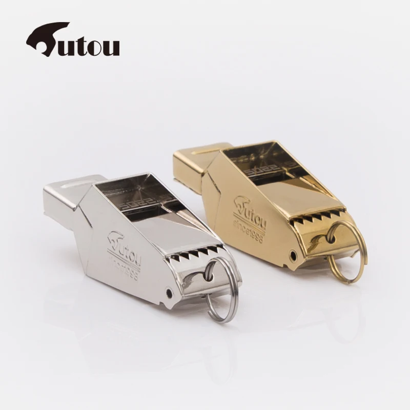 High Quality Gold/Sliver football referee whistle Emergency Survivale with lanyard Camping Hiking rugby High Sound 120Decibel