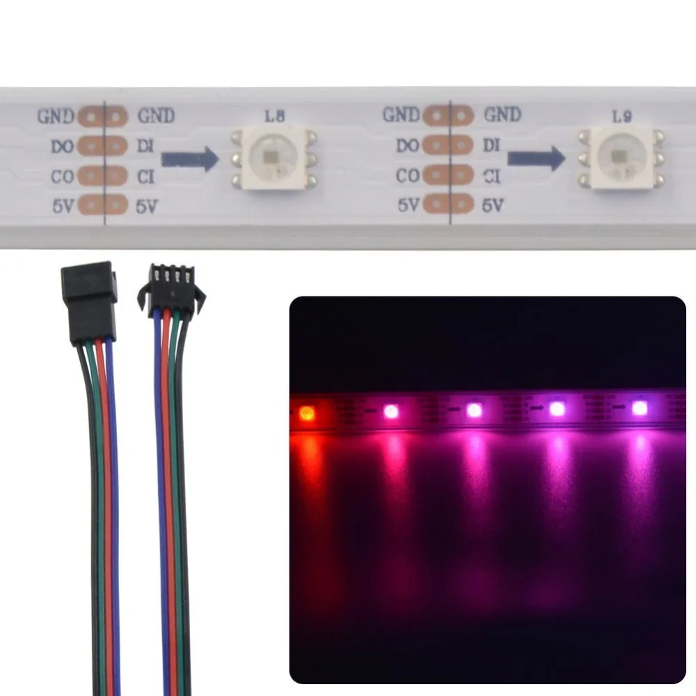 Mokungit 20 м 4X5 м apa102-c 36leds/M 5050 RGB индивидуально адресуемых 180 пикселей волшебный Цвет светодиодные ленты DC5V белый черный pcb