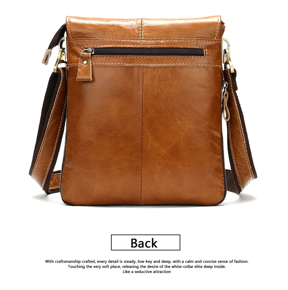 15 Men's Genuine Leather Shoulder Bag Cover & Zipper Leather Crossbody Bags for Men Messenger Bag Men Shoulder Bags Male Flap