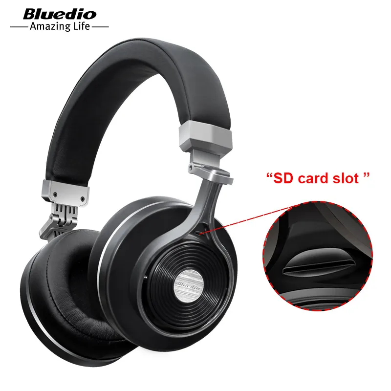 Реальные наушники Bluedio T3+/T3 плюс Bluetooth наушники с sd слот для карт беспроводная гарнитура для Mp3 наушники