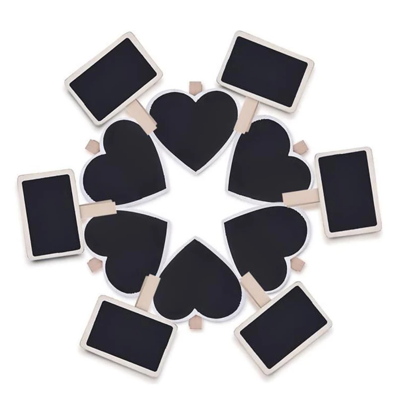 

Hot sale 20 Pieces Clipboards Mini Clip of blackboard in wood Photo props Mini Black Clip of Chalkboard for Memo and Photo (10
