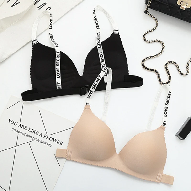 

Seamless Lingerie Comfortable Push Up Bra Fashion Letter Straps Sexy Women Bra Underwear Brassiere
