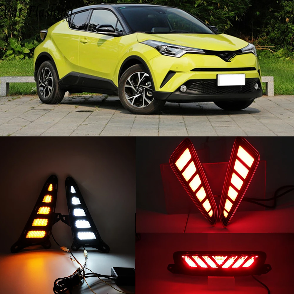 1 комплект светодиодный для Toyota C-HR ЧР дневные ходовые огни дневного света и задний бампер туман лампа стоп-сигнала Предупреждение свет