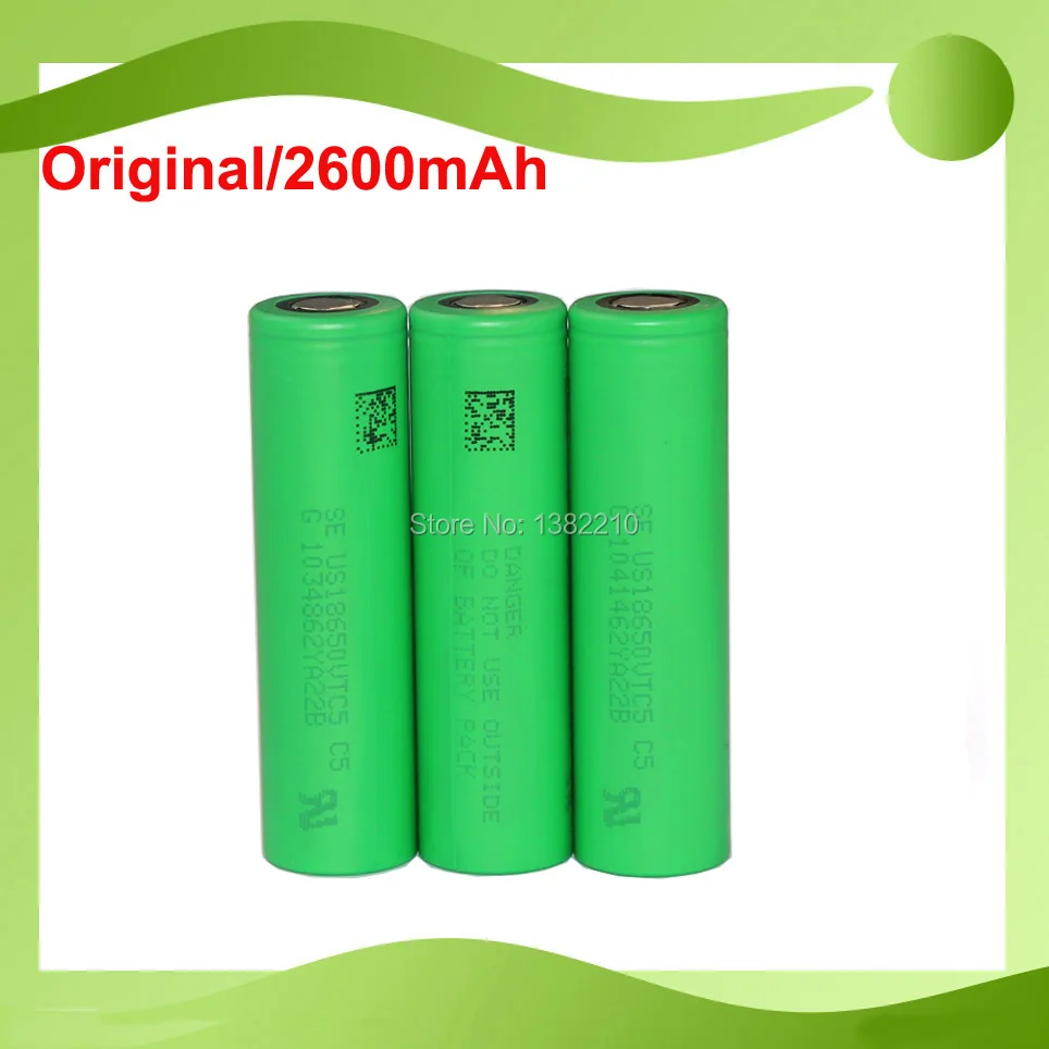

Free shipping!! 4PCS/LOT 100% Genuine 2016 Version 3.6V 18650 US18650 VTC5 2600mAh Continuous 30A E-cig Battery For Sony