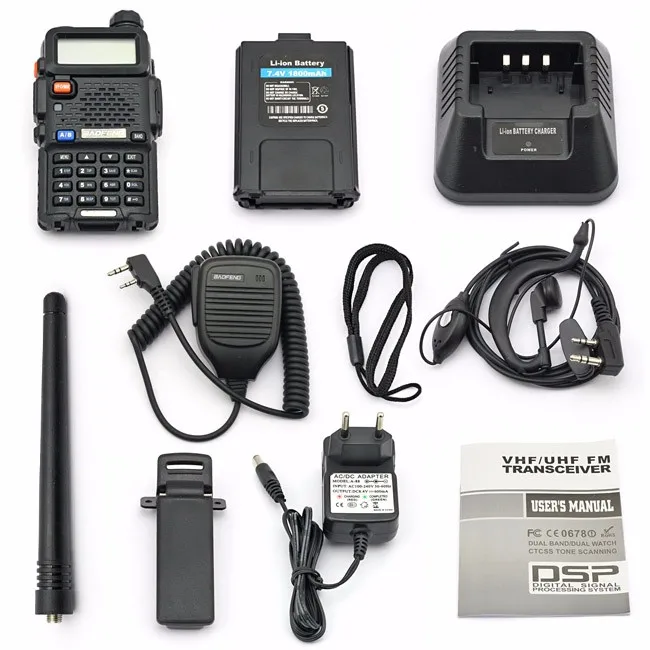 Baofeng UV-5R 136-174/400-520 MHz Walkie Talkie 5 Вт UHF/VHF Двухдиапазонный портативный Ham 2 способа радио с дистанционным динамиком