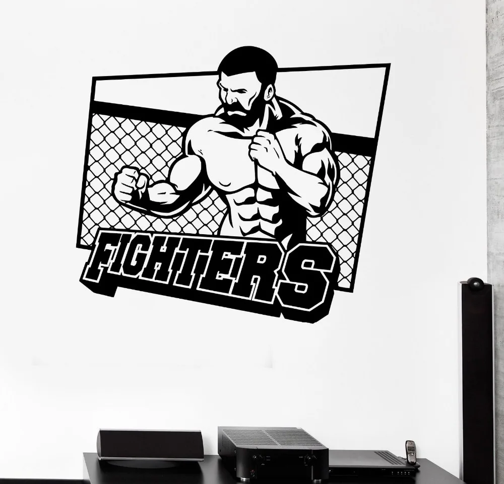 

Home Decoration Fashion Wall Vinyl Sticker Martial Arts Fighter Sports Fan for Men Gym Decal Removable Decals GW-105