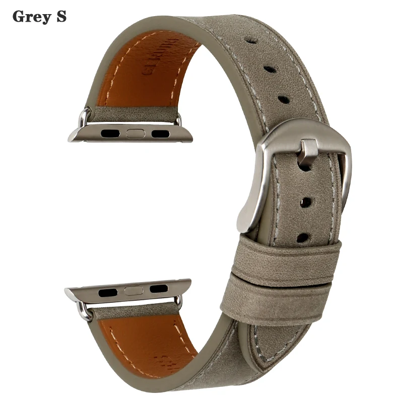 MAIKES Высокое качество кожаный ремешок для наручных часов Apple Watch, ремешок 42 мм, 38 мм, версия/44 мм 40 мм серии 4/3/2/1 все модели наручных часов iWatch, ремешок для часов - Цвет ремешка: Grey S