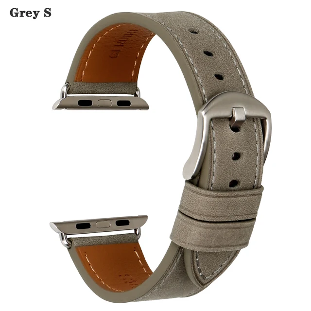 High Quality Leather Strap For Apple Watch Band 45mm 41mm 42mm 38mm 44mm 40mm Series 7 6 SE 5 4 3 iWatch Watchband Grey S