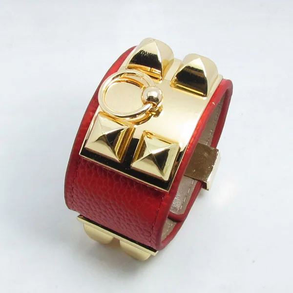 H Brand Designer Bracelet Cuff Punk Rivet Studs Pyramid H Brand Designer Bracelet Cuff Punk Rivet Studs Pyramid Leather Wristband Charm Bangles Gold In Id Bracelets From Jewelry