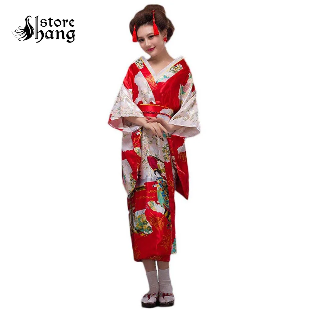 Women's Japanese Kimono Robe Gorgeouse Traditional Peacock Floral ...