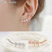 three Colours Crystal Stud Earrings Vogue 925 Silver Star Stud Earrings Jewellery Pendientes Brincos Vogue Jewellery