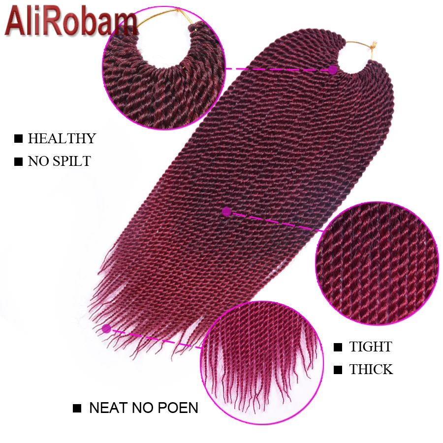 AliRobam Сенегальские твист вязание крючком низкая температура волокно синтетическое плетение наращивание волос чистый/Омбре косы 30 корней/упаковка
