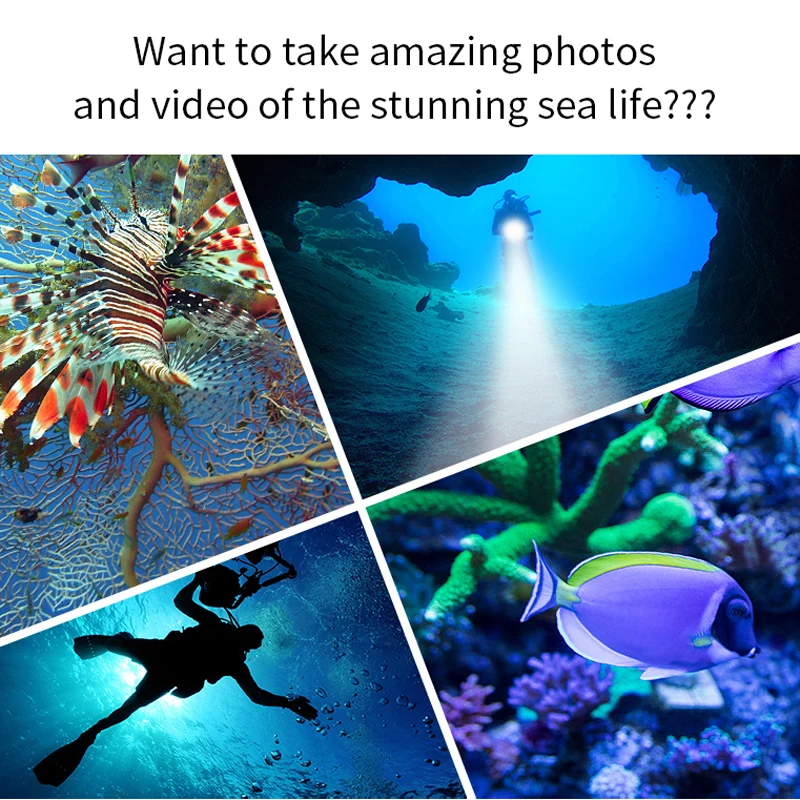  Diving Lanterna Flashlight 18650 Torch Underwater 80m Photography Light Video Lamp L2 White Red Blu - 32982141854