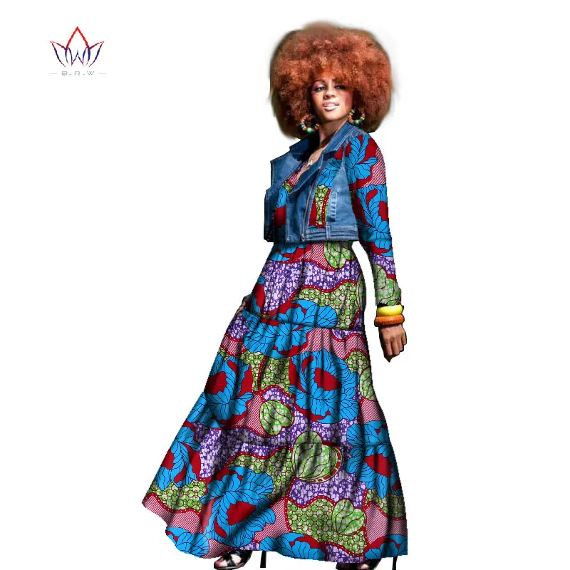 

2019 Autumn african dress for women two pieces coat and dress traditional african clothing dashiki plus size natural set WY1436