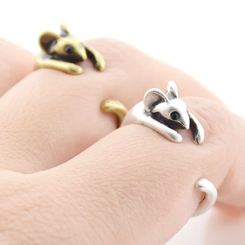 

Cute Hademade Vintage Silver Plated Punk Mouse Ring Boho Brass Knuckel Tiny Animal Mice Rings For Men Women Jewelry Lovers Gifts
