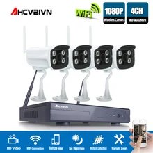 4CH 1080 P Беспроводной NVR комплект 4 шт. 2MP открытый влагозащищенный Wi-Fi камера ИК ночного видения wifi CCTV система оповещения по электронной почте