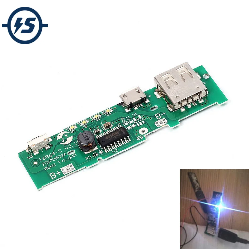 

2pcs 5V 1A Power Bank Charger Board Charging Circuit PCB Board Step Up Boost Module Power Mobile Phone For 18650 Battery DIY