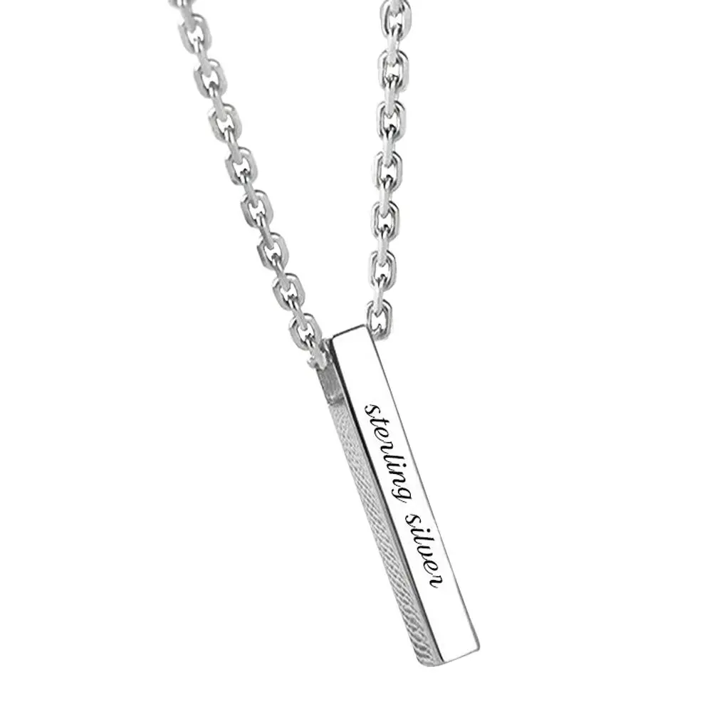 

MYLONGING CHARM Custom Name Cuboid Bar Necklace-925 sterling silver Necklace- Personalized 4 sides Bar Necklace 40x5mm Bar