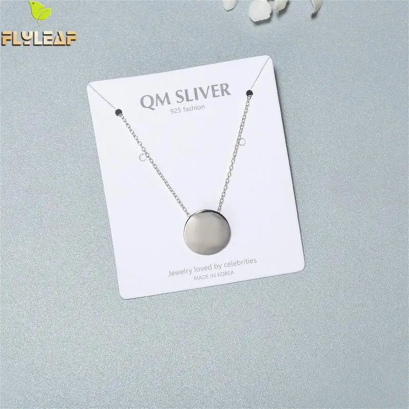 

Flyleaf Round Piece Real 925 Sterling Silver Necklace Women Fashion Chain Fine Jewelry Simple Necklaces & Pendants High Quality