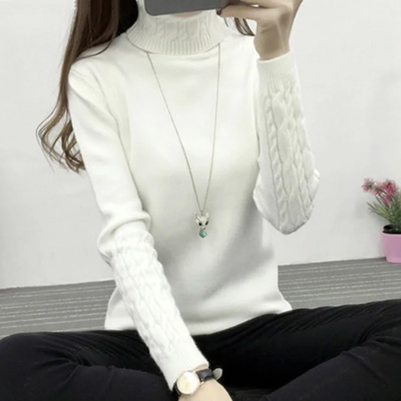 

Women Turtleneck Winter Sweater Women 2018 Long Sleeve Knitted Women Sweaters And Pullovers Female Jumper Tricot Tops