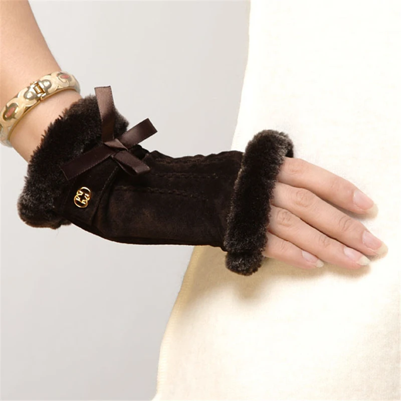 Gants en cuir véritable daim Mode femmes Fashion