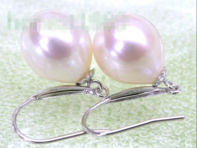 

Free Shipping >>>>10*12mm AAA+++ white Australia south sea drop pearl hook earring 14k white gold