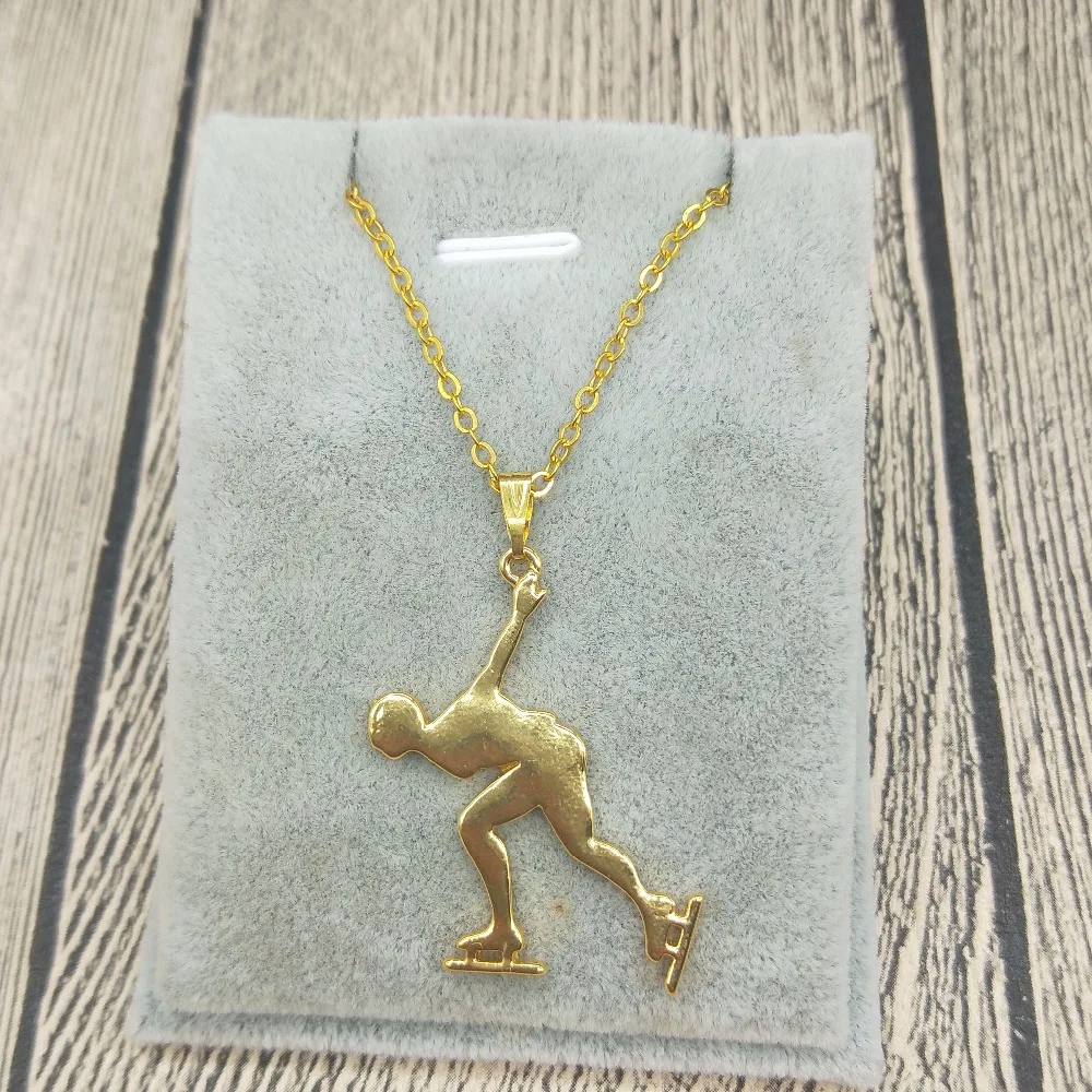New Trendy Ice Skating Necklace Men's Speed Skating Pendant Necklace