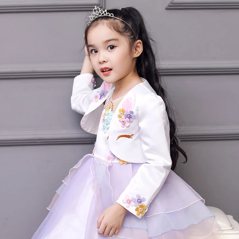 

Halloween Baby Unicorn Short Jacket Coat for Girls Flowers Embroidery Small Full Sleeve Party Outwear Children Kids Clothing