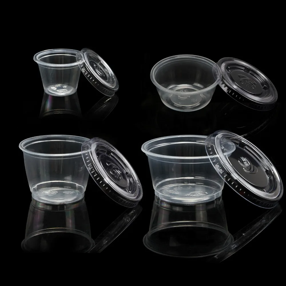 

100PCs/Pack Disposable Plastic Bowl Transparent With Lid Food Takeaway Soup Bowls Storage Boxes
