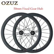 OZUZ Fxed Gear Bike 700C Single Speed Carbon Wheel 50mm Depth Clincher Track Bike Wheelset 23mm