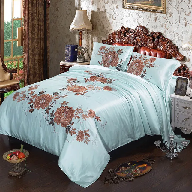 Luxury Bedding Set 4pcs Chinese Silk 100 Mulberry Silk Bed Linen Duvet