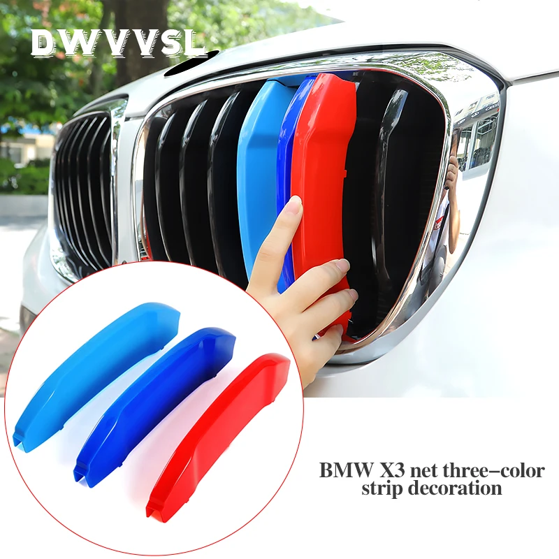 

Front racing grills Cover For f25 BMW X3 Series 3pcs exterior Grill Trim high quality 3D Car Styling Stickers original fit