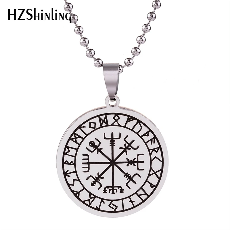 Odin Viking Nordic Thor Pendant Runes Necklace Metal Chain Gift Colour Silver